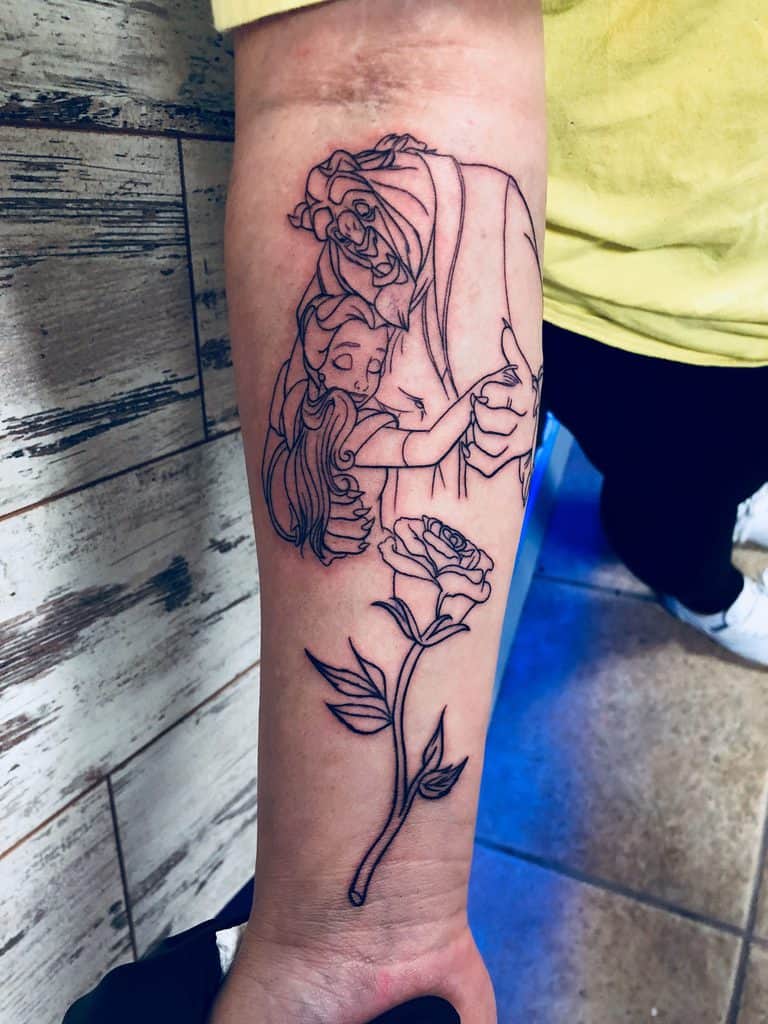Beauty And The Beast Flower Drawing Tattoo