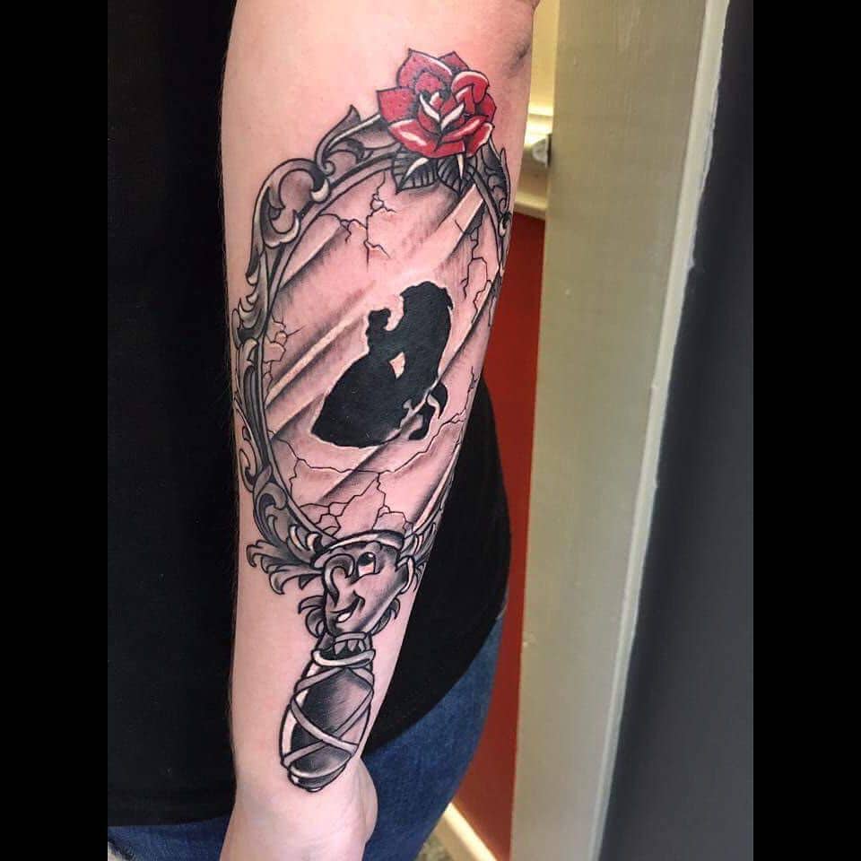 disneyink Beauty and the Beast sleeve, Nearly done. Caleb...
