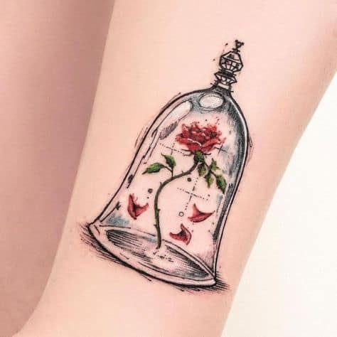 Beauty And The Beast Tattoo Rose Sleeve