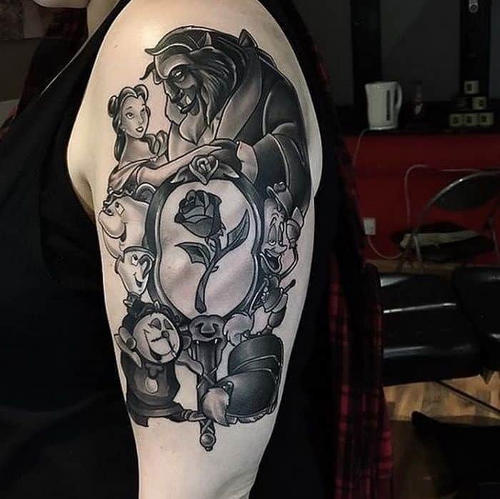 Large Beauty and the Beast Tattoos.