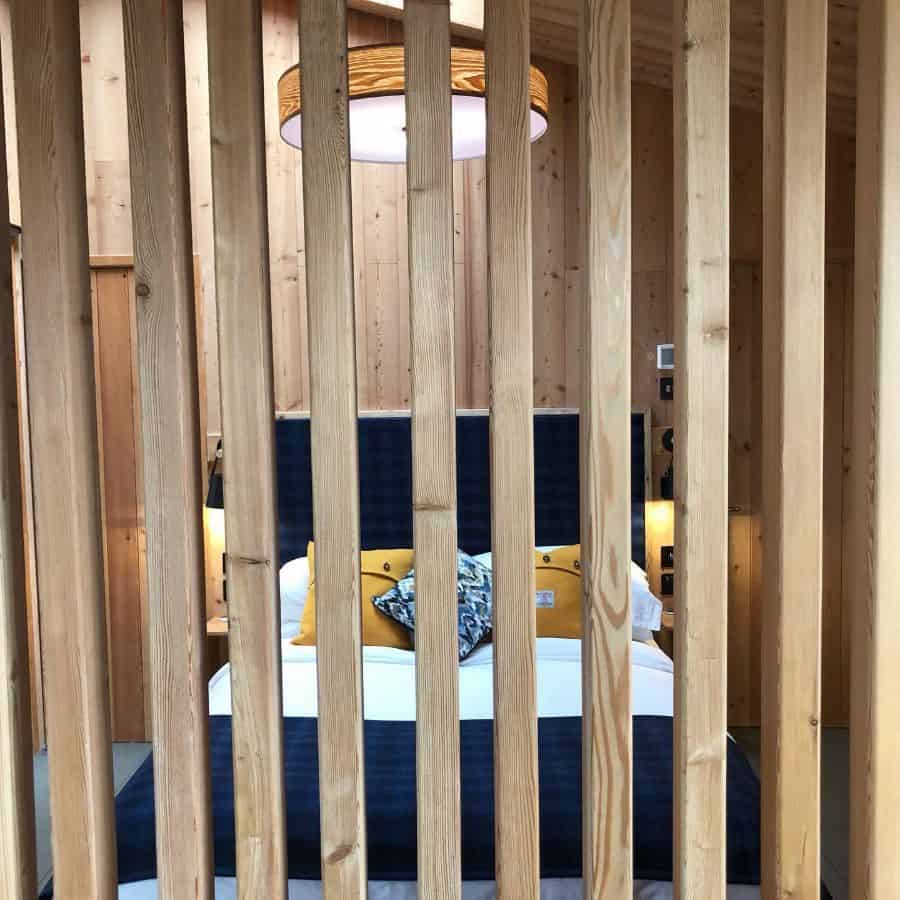 wood slat bedroom divider 