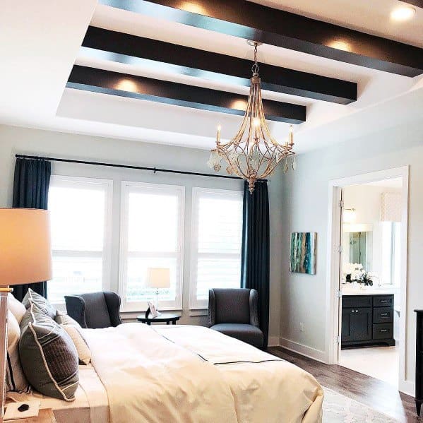 Bedroom Interior Designs Trey Ceilings With Wood Beams