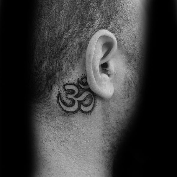 Behind The Ear Om Tattoos For Men