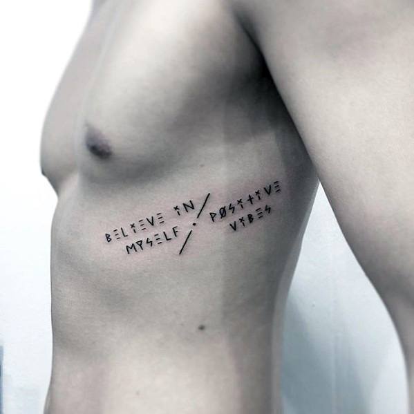 Believe In Myself Quote Guys Simple Chest Tattoo