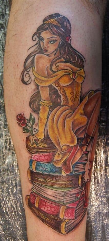 Belle Beauty And The Beast Pinup Tattoo