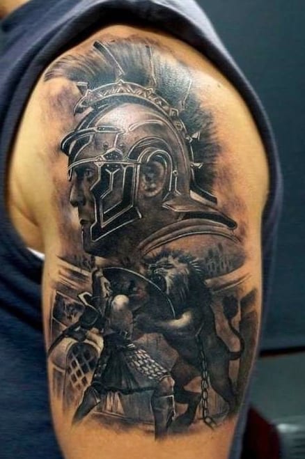 Ancient rome tattoo. soldier gladiator art. italian history. posters for  the wall • posters weapon, warrior, war | myloview.com