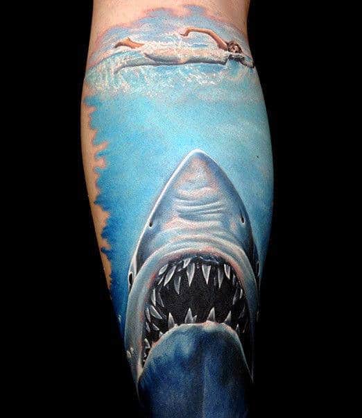 Best Shark Tattoos For Men On Leg Calf