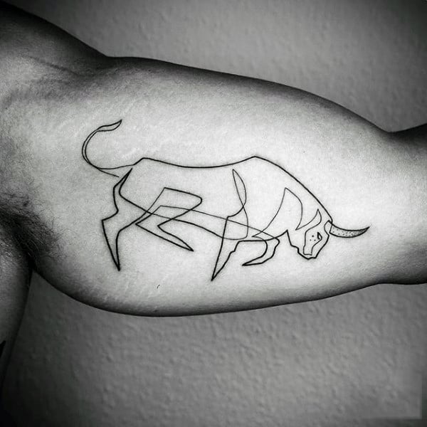 Bicep Bull Tattoo Lining For Men