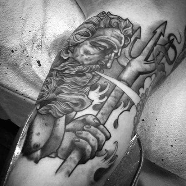Bicep Greek God Poseidon Guys Trident Tattoos