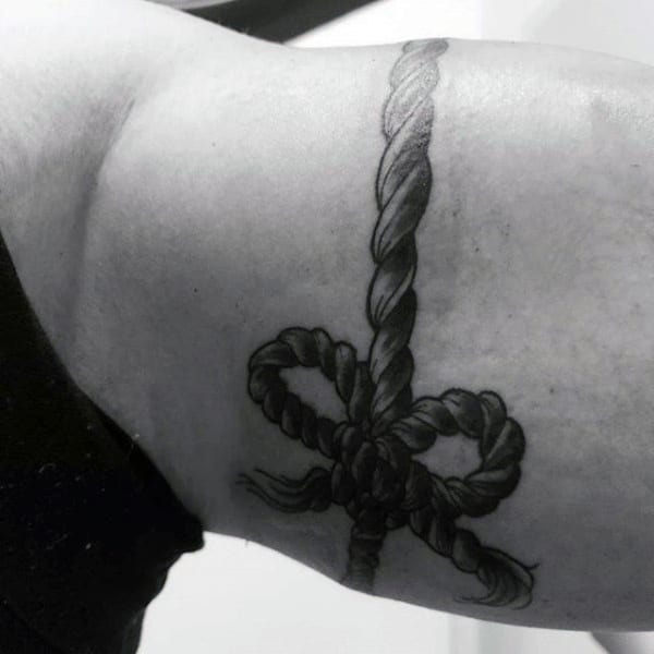 Bicep Male Knot Bow Tattoo Design