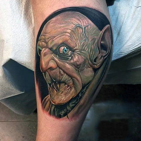 Bicep Mens Spooky Vampire Tattoo Face Ideas
