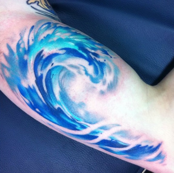 Bicep Tattoos With Water Designs For Men