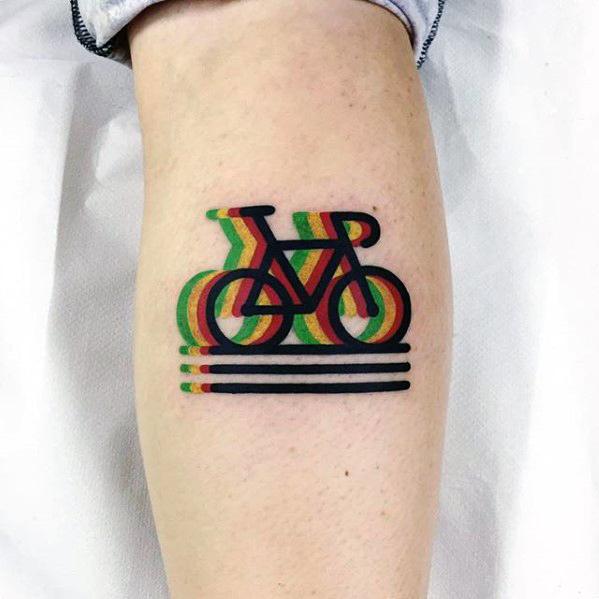 Bicycle Small Colorful Mens Modern Leg Calf Tattoo