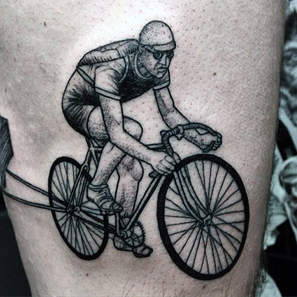 Bicycle Speed Racing Tattoo On Legs For Men