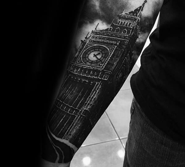 Big Ben Male Forearm Sleeve Tattoos