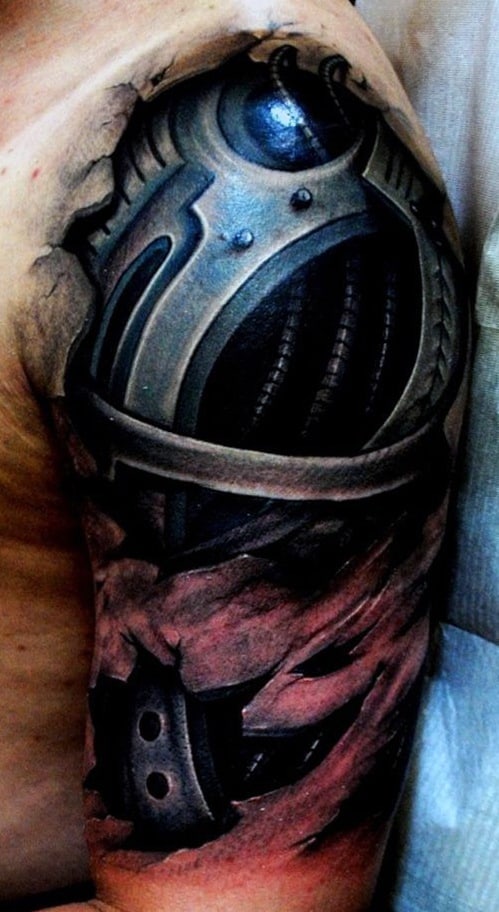 Bionic Arm Tattoo Design Ideas For Males