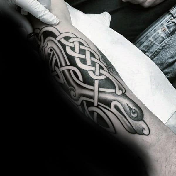 Bird Celtic Knot Mens Forearm Tattoo