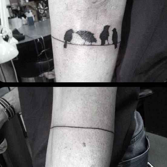 Birds On A Line Armbands Tattoo On Man