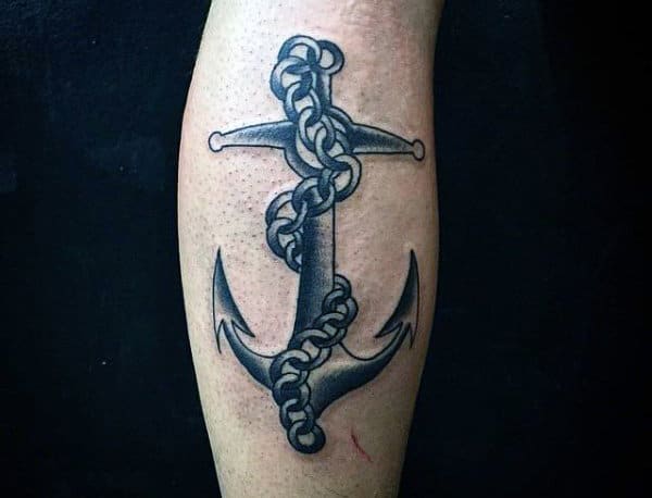 Black Anchor Tattoo For Men