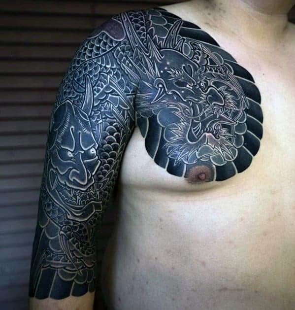 black-and-grey-japanese-dragon-guys-shaded-upper-chest-tattoo