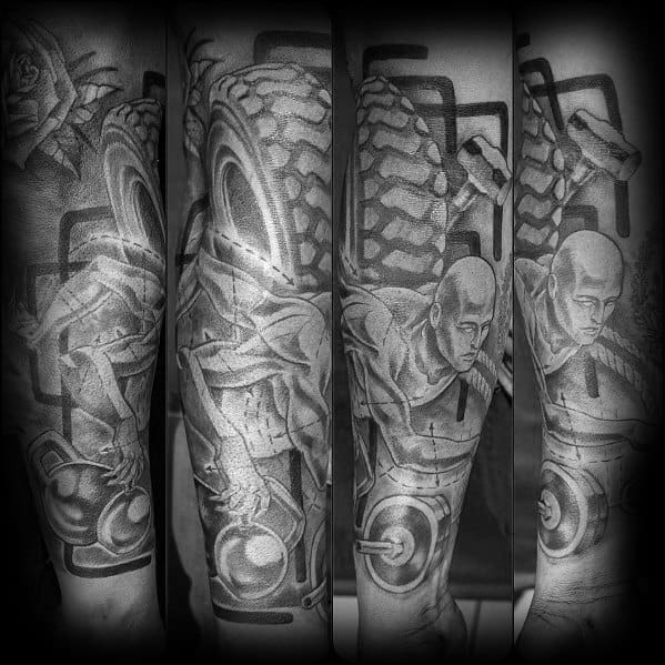 Black And Grey Shaded Incredible Crossfit Tattoos For Men