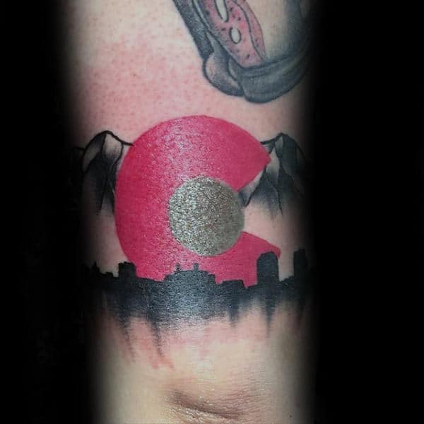Black And Red Ink Colorado Mens Tattoo On Outer Forearm