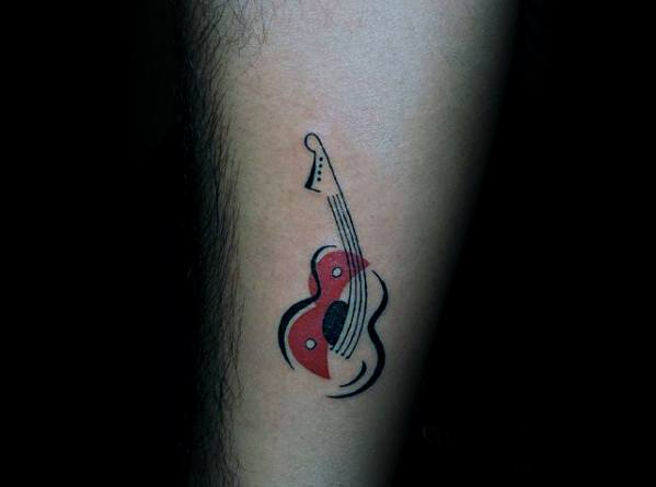 Black And Red Ink Red Ink Retro Simple Music Guys Arm Tattoos