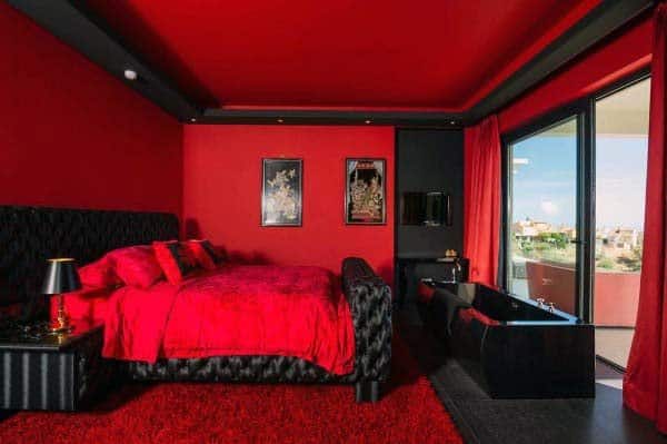 Black And Red Walls Bedroom Design Ideas