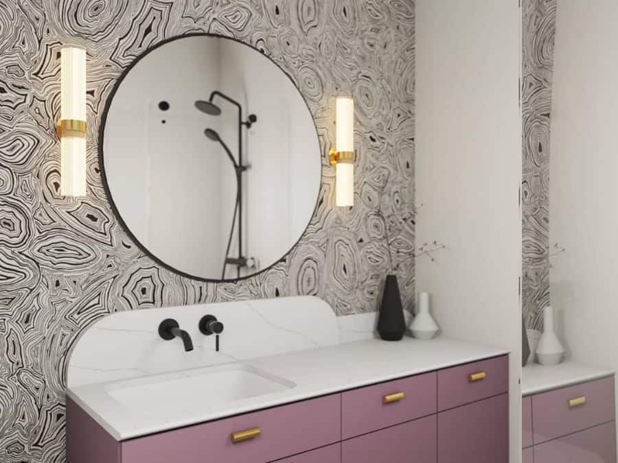 Black and White Toile Wallpaper  Transitional  bathroom  Lonny Magazine