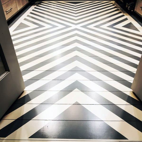 Black And White Chevron Home Interior Designs Painted Floor