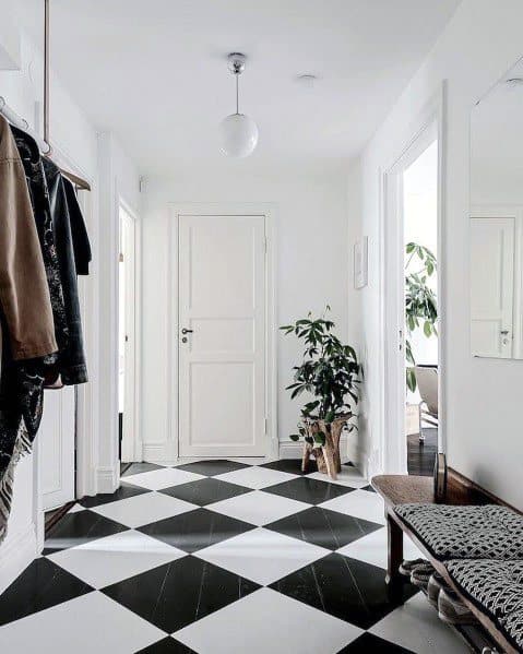 Black And White Entryway House Painted Floor Ideas