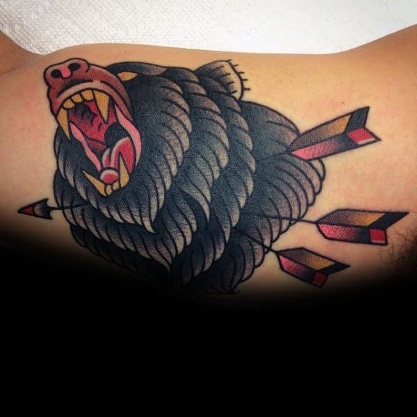 Black and Grey Neotraditional Smokey the Bear Tattoo  Love n Hate