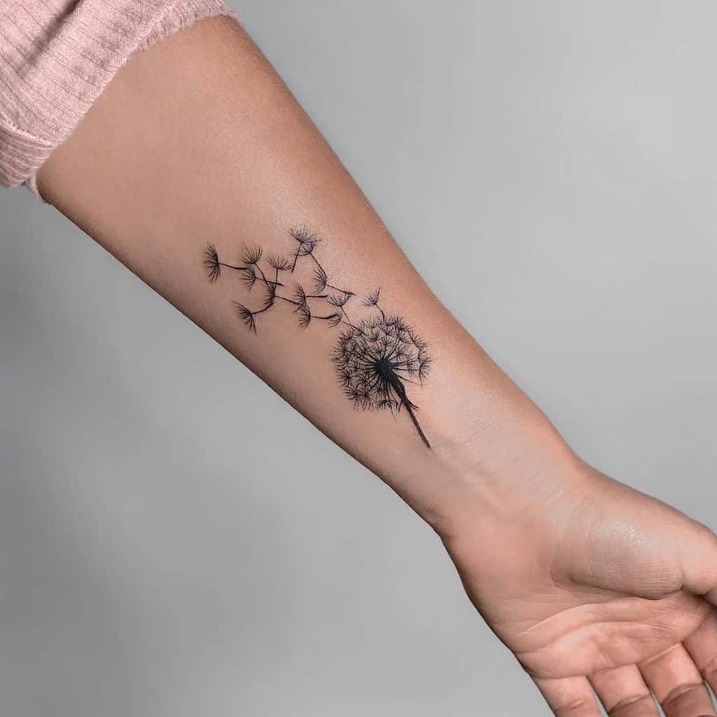 Black Dandelion Tattoo