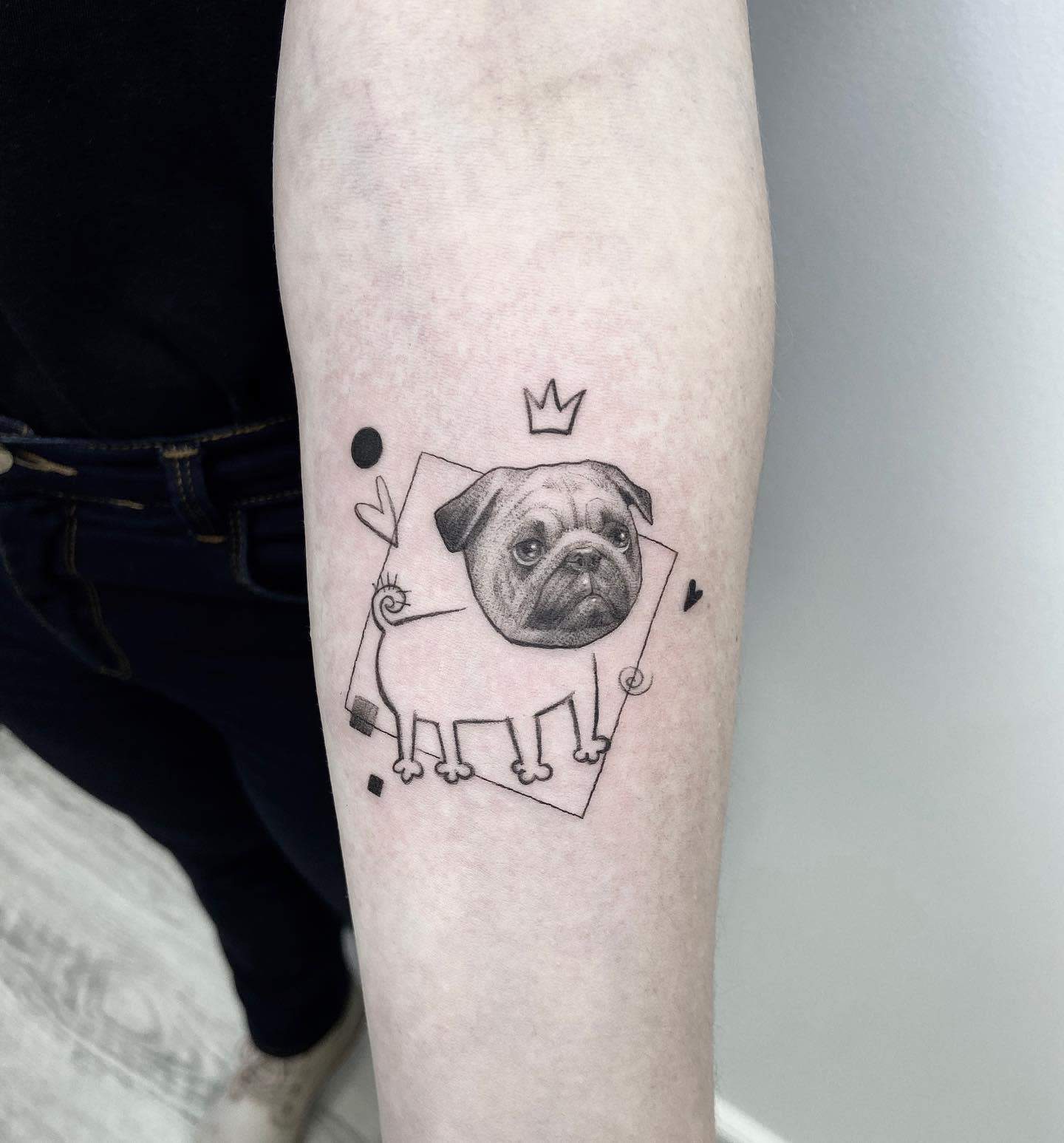 Black Gray Pug Tattoo Shpadyreva