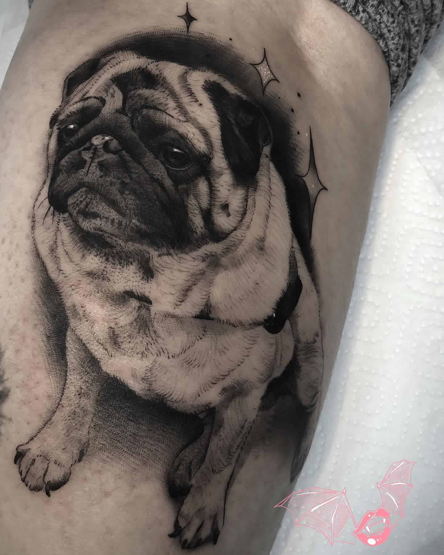 Black Gray Pug Tattoo Tattoosax