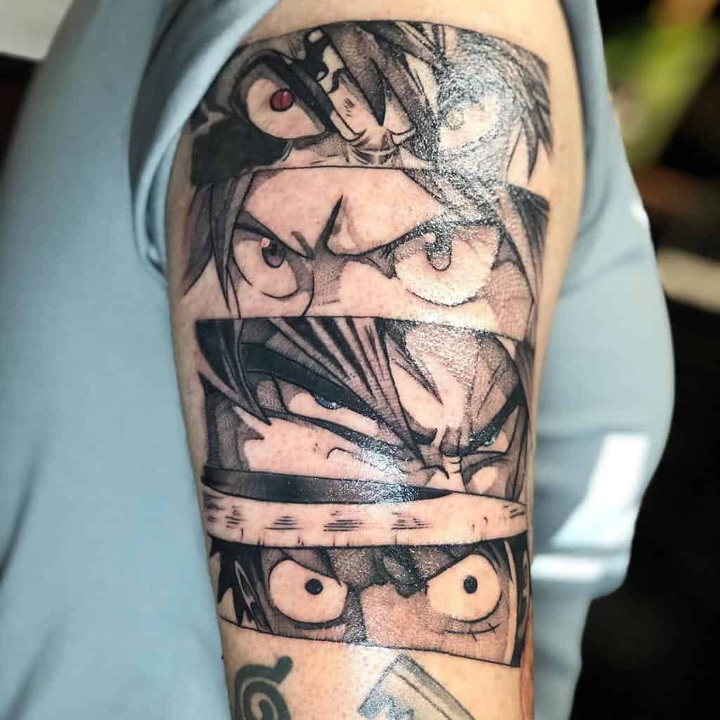 Black Grey Anime Natsu Luffy Goku Fairytail Tattoo Tattooed Texans.