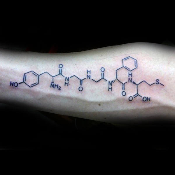 Black Ink Chemical Formula Runners High Male Inner Forearm Tattoo Design Ideas