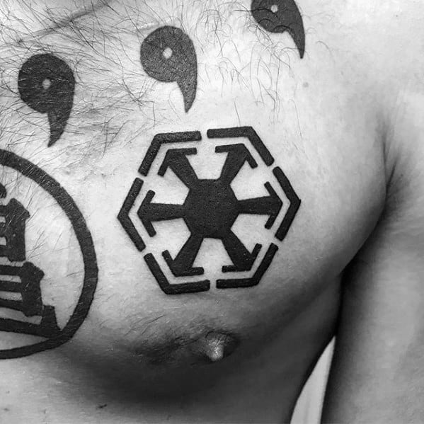 Black Ink Chest Mens Cool Sith Symbol Tattoo Ideas