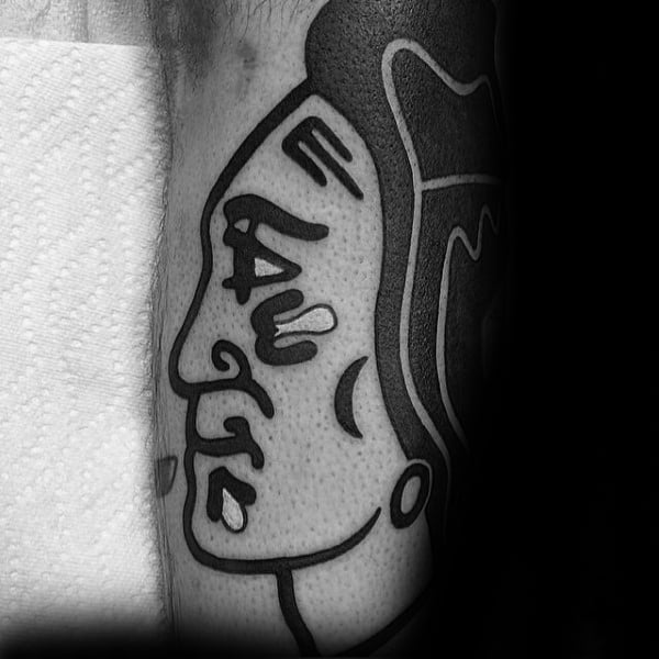 Black Ink Chicago Blackhawks Mens Arm Tattoos