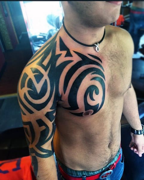 50 Tribal Chest Tattoos For Men - Masculine Design Ideas