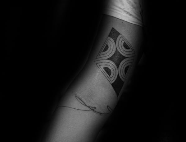 Black Ink Geometric Inner Arm Kite Male Tattoos