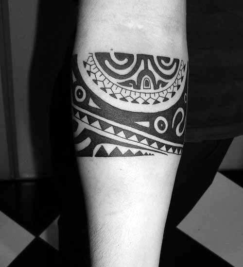 Black Ink Guys Traditional Tribal Hawaiian Tattoo Armband