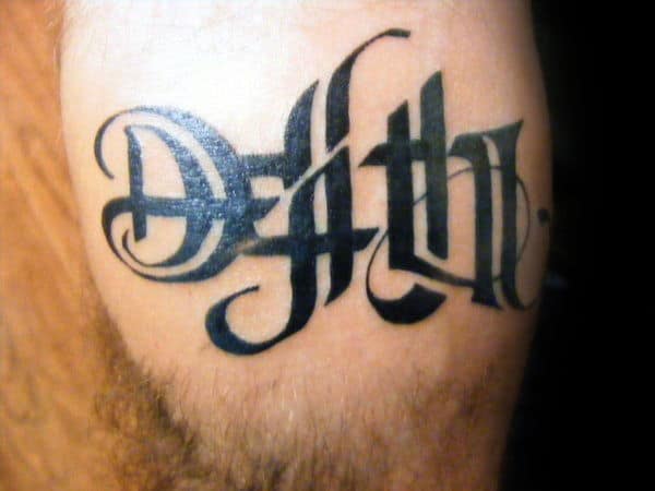 Black Ink Life Death Ambigram Tattoos For Guys