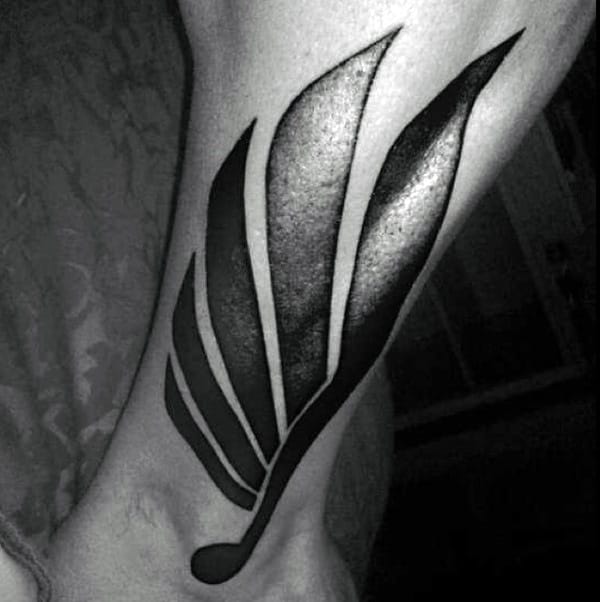 Black Ink Male Hermes Ankle And Leg Tattoo Design Inspiration