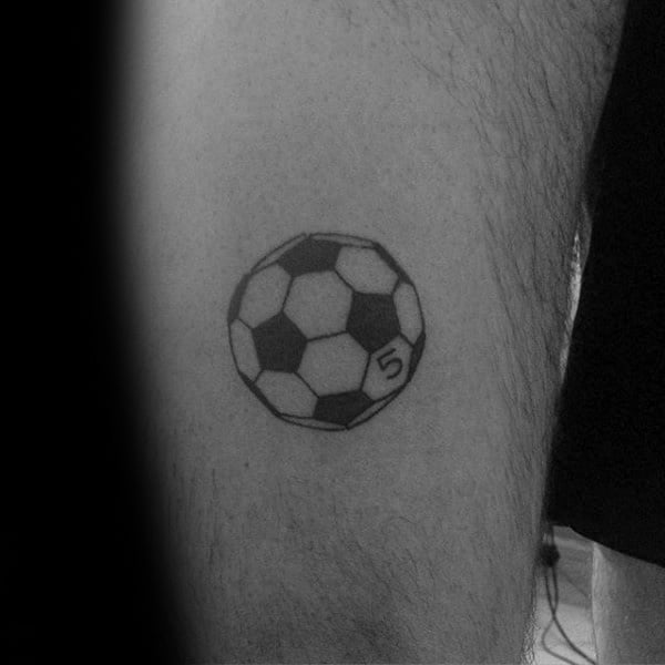 Black Ink Outlien Guys Small Soccer Tattoo Designs