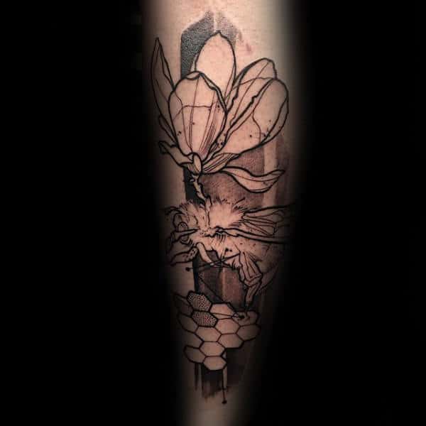 Bianka Nedbál on Instagram bumblebeetattoobudapestinkcolorflowerdotworkbeeswaxhoneylineworkinked   Bumble bee tattoo Unique tattoos Geometric tattoo