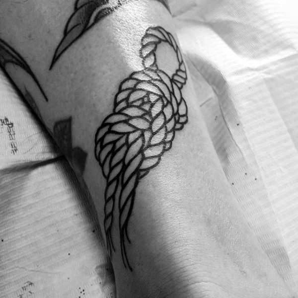 Black Ink Outline Guys Knot Tattoo