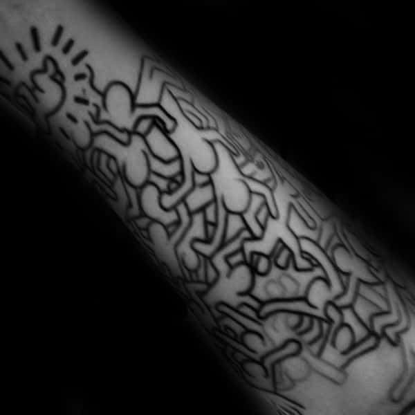 Black Ink People Pop Art Forearm Tattoo