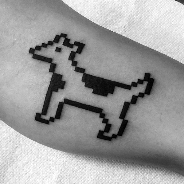 Black Ink Simple Dog 8 Bit Arm Tattoos For Guys
