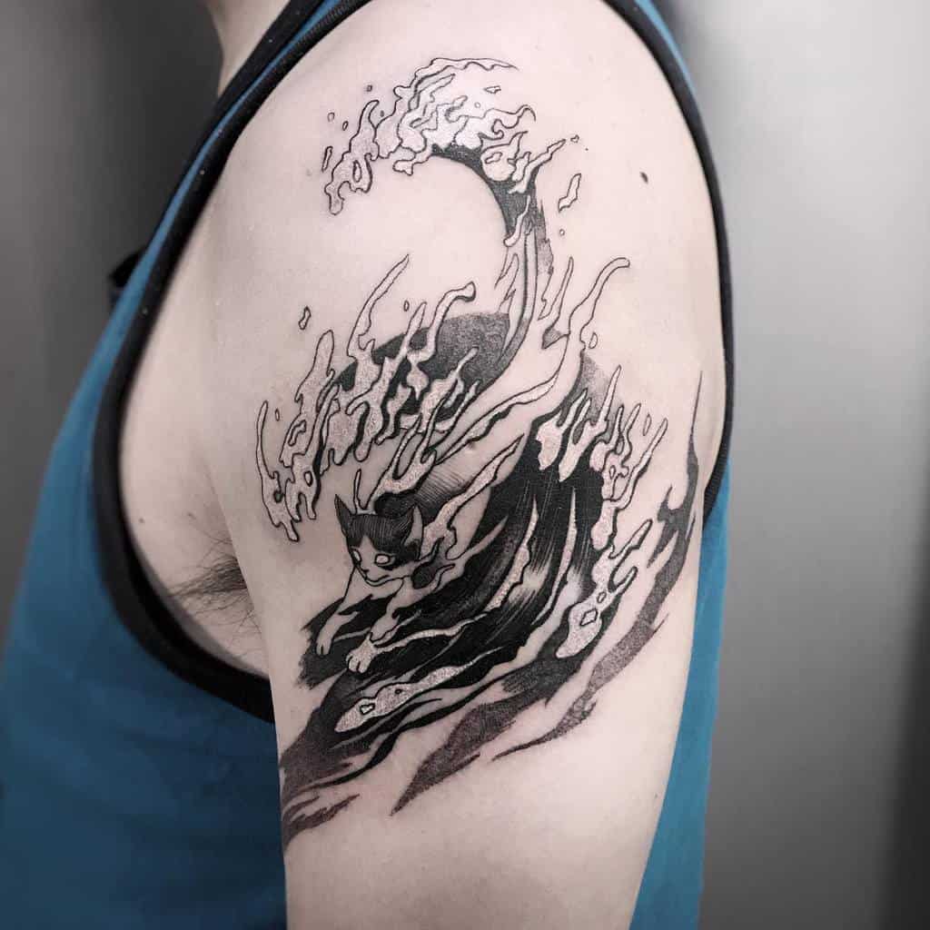 Black Inked Wave Ocean Tattoo Nth Tattoo